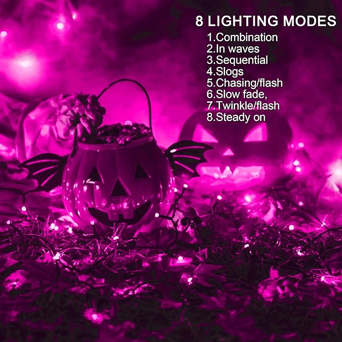 weillsnow Pink Halloween Lights Outdoor, 164 FT 500 LED String Lights Plug in, 8 Modes Waterproof Fairy Lights for Valentines Day, Halloween, Party, Wedding, Bedroom, Garden Decorations-VerdiqueGarden