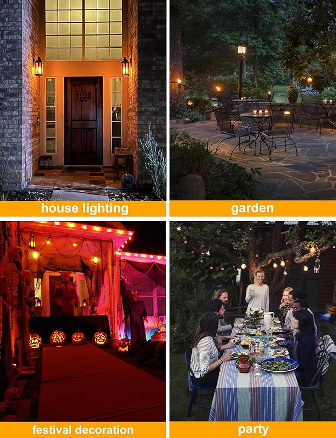 Hompavo 【Upgraded】 LED Flame Light Bulbs, 4 Modes Flickering Light Bulbs with Upside Down Effect, E26/E27 Flame Bulb for Halloween, Christmas, Party, Indoor and Outdoor Home Decoration (4 Pack)-VerdiqueGarden