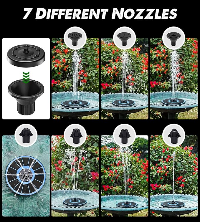Solar Fountain Glass Panel with 2200 mah Battery, 3.5W Floating Solar Water Fountain with 4 Fixed Rods, Solar Fountain Pump for Bird Bath, Garden, Pond, Pool, Outdoor-Colorful Lights-VerdiqueGarden