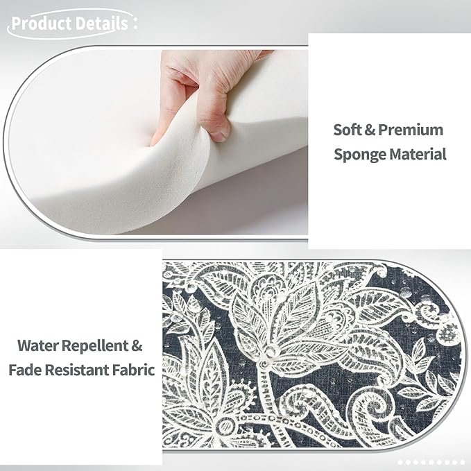 Indoor/Outdoor Chair Cushions 16x17 Inch, Patio Chair Cushions with Ties, All Weather Seat Cushions for Patio Furniture Home Garden Chair Use, Set of 4,Damask Lapis-VerdiqueGarden