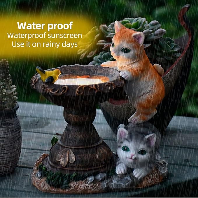 Cat Garden Figurines Outdoor Decor Solar Statue with LED Lights for Patio Lawn Yard Art Decoration Housewarming Garden Gift-VerdiqueGarden