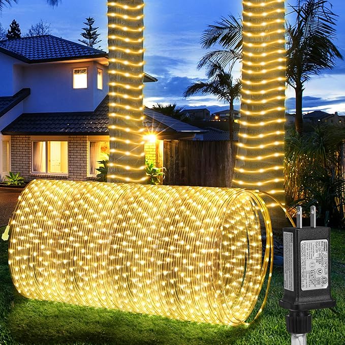 LED Rope Lights Outdoor String Lights,100ft 300LED Flexible Tube Lights Connectable Fairy String Light Plug in Waterproof 8 Modes for Indoor,Outside Home,Yard,Pool,Wedding,Garden,Patio Holiday Decor-VerdiqueGarden