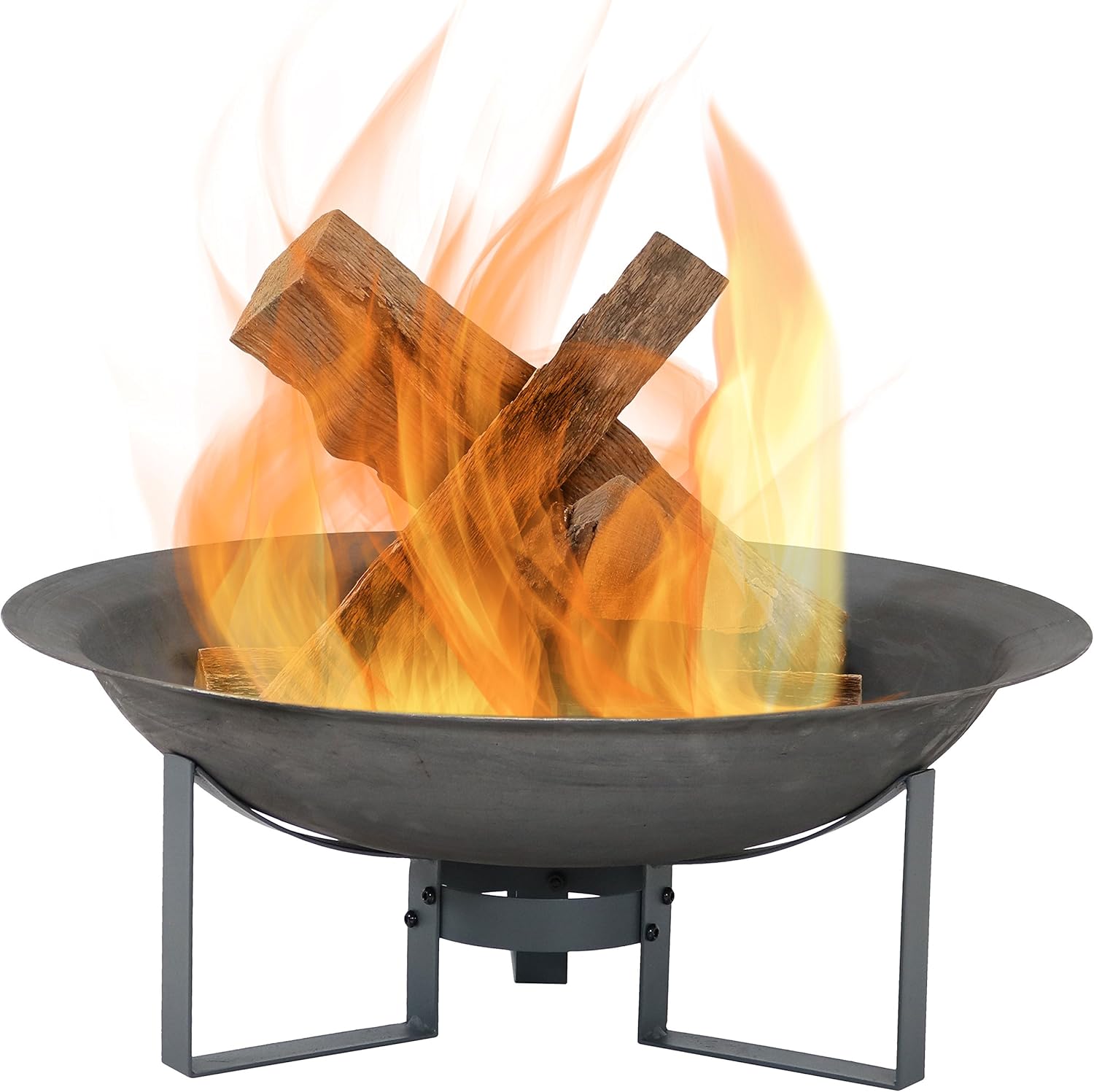 Sunnydaze 24-Inch Cast Iron Modern Fire Pit Bowl with Stand - Lightweight and Portable Design-VerdiqueGarden