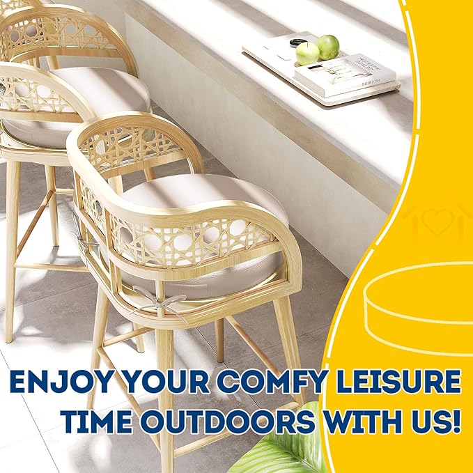 AAAAAcessories Outdoor Seat Cushions for Chairs, Waterproof, Fade-Resistant Patio Furniture Replacement Cushions, 15" x 15" x 2", Set of 2, Khaki Beige-VerdiqueGarden