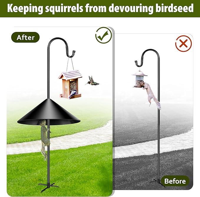 19-inch Squirrel Baffle, Squirrel-Proof for Bird Feeder Pole, Birdhouse Baffle for Shepherd's Hook in The Outdoors,Black(1 Pack)-VerdiqueGarden