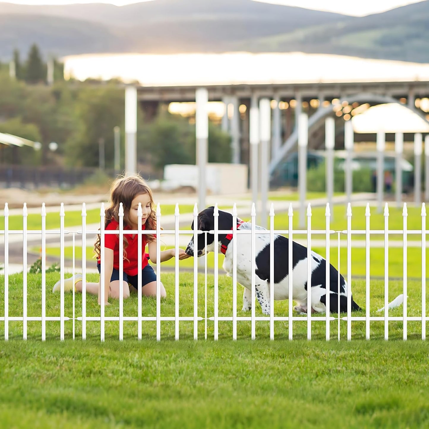 Metal Garden Fence 24" W x 24" H (10 Panels, Total 20 ft), Decorative Border Folding Fence, Landscape Fencing for Flower Bed, Yard, Animal Barrier-VerdiqueGarden