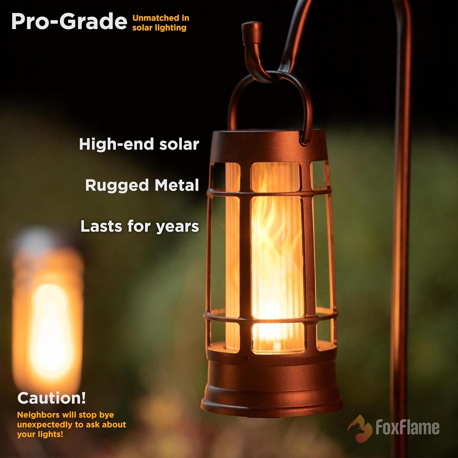 Metal Outdoor Solar Lantern, Flickering Solar Lanterns Outdoor Waterproof with Patented LED, Outdoor Lanterns for Porch, Patio, Garden, Tabletop, Hanging Use, Matte Black (1 Pack)-VerdiqueGarden