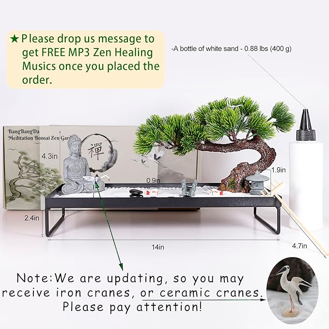BangBangDa Japanese Meditation-Decoration - Home Office Bonsai Decor for Table Desk - Buddha Rock Sand Tabletop Decor Gifts for Women Man Friends-VerdiqueGarden
