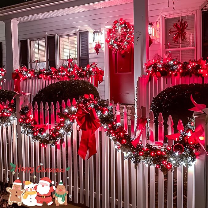 JMEXSUSS Connectable Red and White Christmas Lights, 8 Modes 100 LED Twinkle String Lights Indoor, Clear Wire Plug-in Christmas String Lights Outdoor Waterproof-VerdiqueGarden