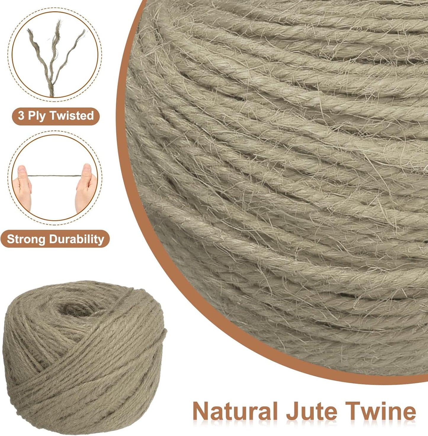 uxcell 328 Feet Natural Jute Twine String,2mm Thin Garden Twine Rope Colored Plant String Cord for DIY Art Crafts Gift Wrapping Decoration Packing Gardening Plant Hanger,Beige-VerdiqueGarden