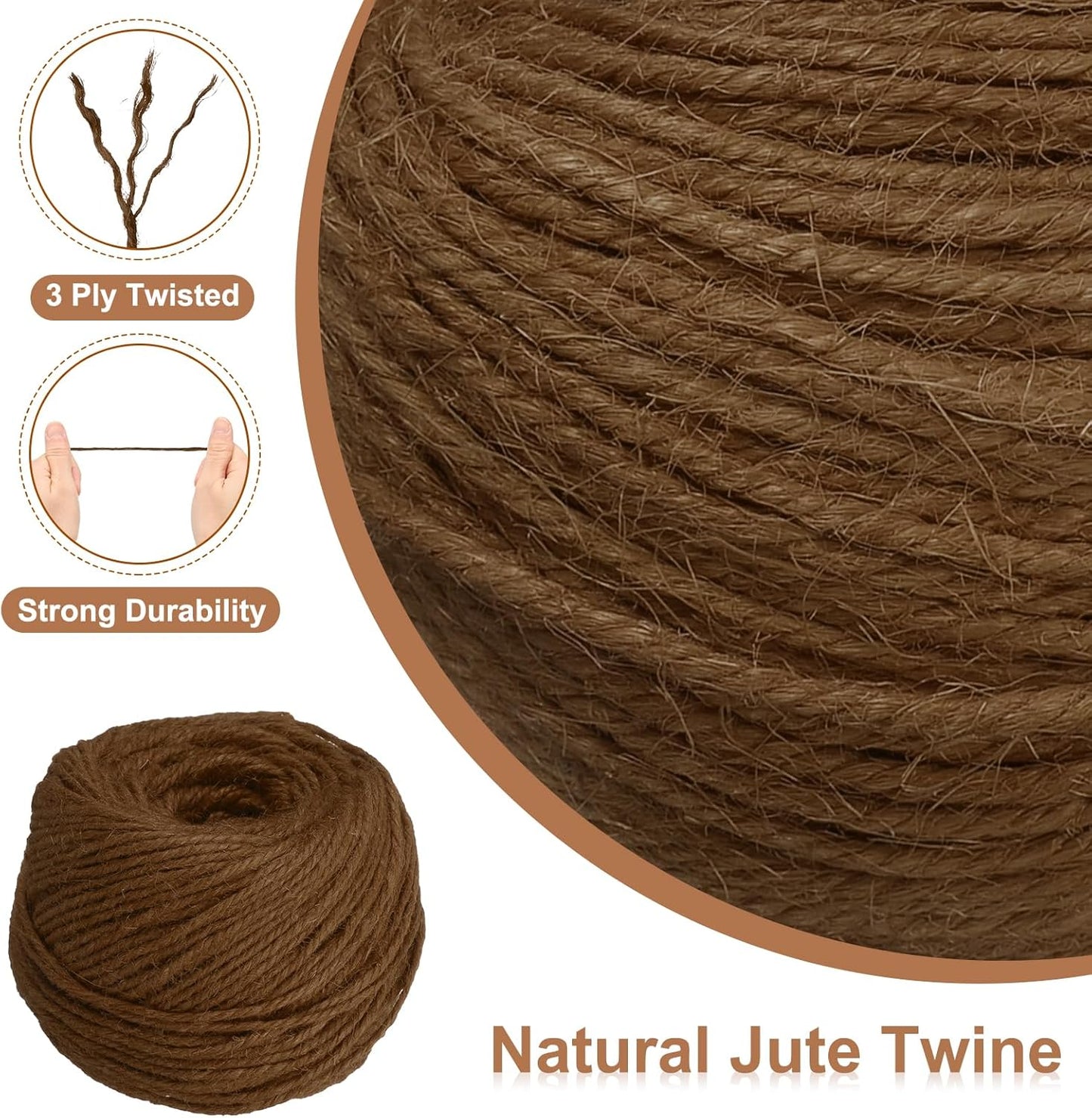 uxcell 328 Feet Natural Jute Twine String,3mm Thin Garden Twine Rope Colored Plant String Cord for DIY Art Crafts Gift Wrapping Decoration Packing Gardening Plant Hanger,Brown-VerdiqueGarden