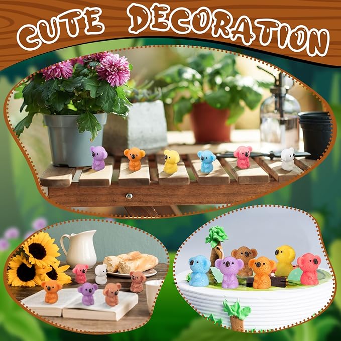 90 Pcs Resin Koala Miniatures Mini Animals Figures Cute Koala Figurine Fairy Decor Animal Ornament for Garden Landscape Home Accessories Craft Cake Decoration DIY-VerdiqueGarden
