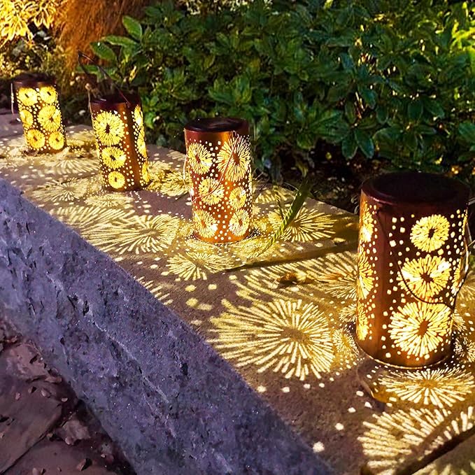 DIBIEECN Fireworks Solar Gardening Gifts Lanterns, Garden Decor for Outside, Pattern Solar Decorative Lights Waterproof, Outdoor Gifts for Women Mom Grandma, Yard Gifts for Patio, Pathway, Landscape-VerdiqueGarden