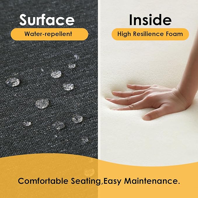 Outdoor Square Corner Seat Cushion, 18.5"x16"x3", Set of 4, Non Slip Seat Cushion Pads with Removable Cover for Patio Furniture, Garden Yard Lawn, Charcoal Gray-VerdiqueGarden