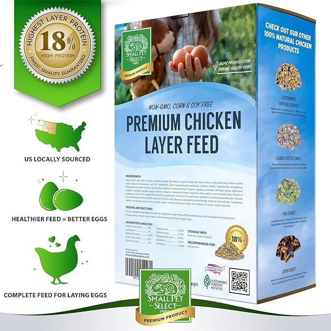 Small Pet Select Chicken Layer Feed Pellets, Food for Chickens and Laying Hens, Poultry and Waterfowl, High Protein and Omega 3, Corn and Soy Free, Non-GMO, 20 lb-VerdiqueGarden