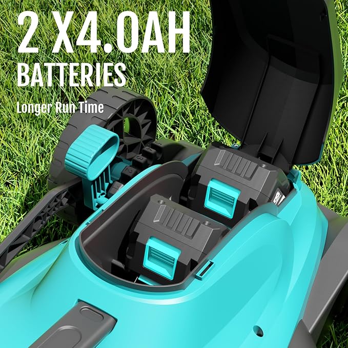 (2025 Model) YARDCARE 36V Brushless Cordless Lawn Mower with 2X4.0Ah Batteries, LED Display Screen, Electric Lawnmower with 5-Position Height Adjustment, 8 Gallon Grass Bag, Charger-VerdiqueGarden