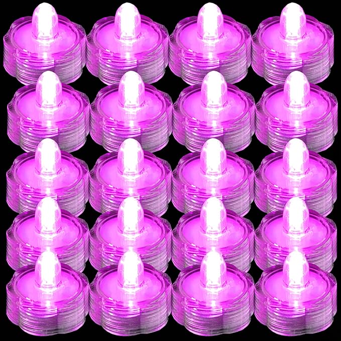 Bright LED Floral Tea Light Vase Submersible Lights for Party Wedding (Pink, 30 Pack)-VerdiqueGarden