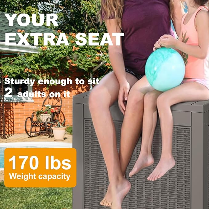 NUNU LAB 31 Gallon Outdoor Storage Box Waterproof,Indoor Outside Deck Boxes,Backyard Storage Bin For Package Delivery,Garden Tools,Patio Cushions,Pool Accessories,Storage Bench Lockable Lid-VerdiqueGarden