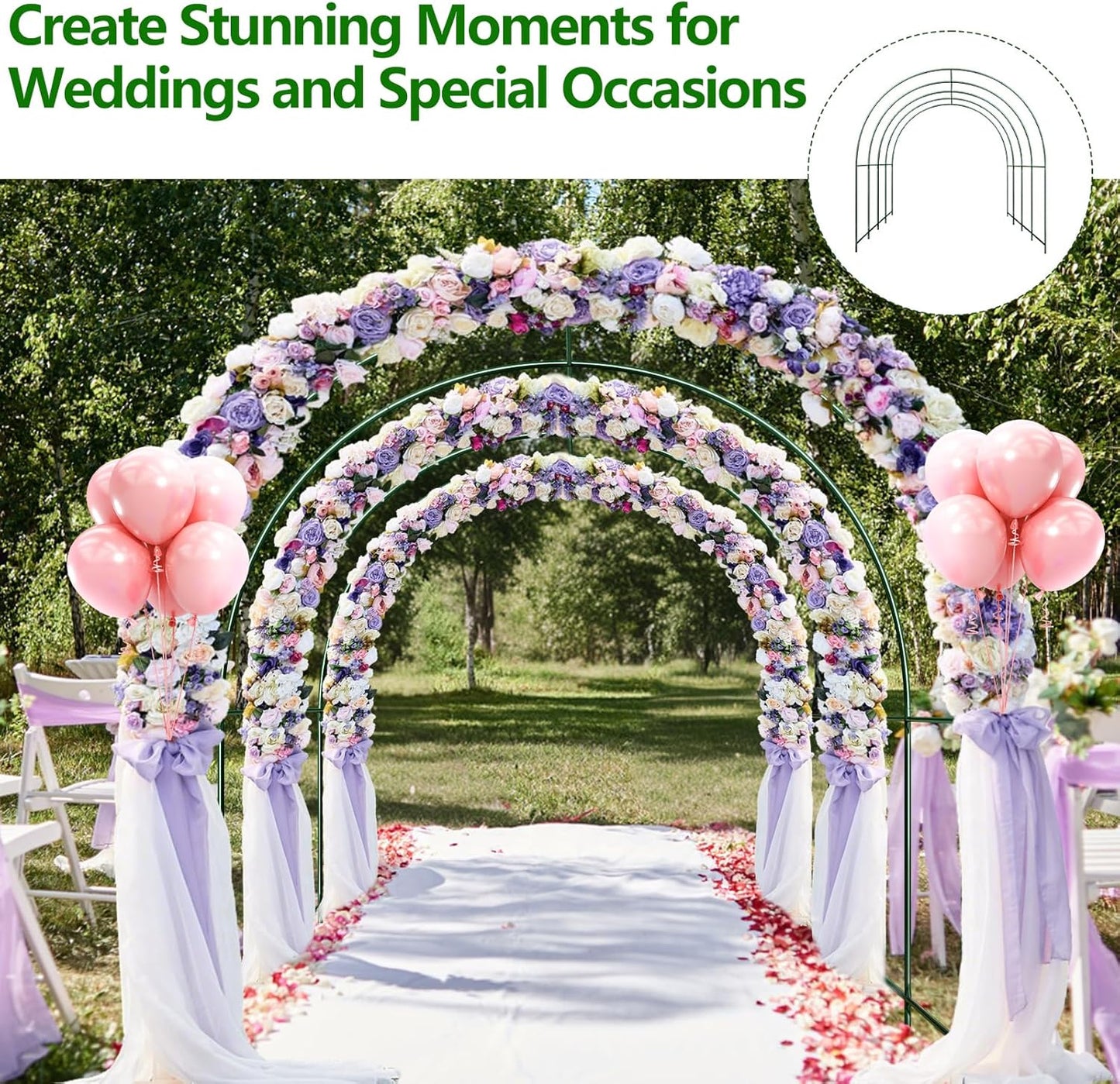 Large Garden Support Arch Frame for Climbing Plants, 13.1 x 7.05 x 7.22 ft Heavy Duty Plant Climbing Arbor Arch, Multi-Purpose Support Frame for Vines, Weddings & Backyard Decoration-VerdiqueGarden