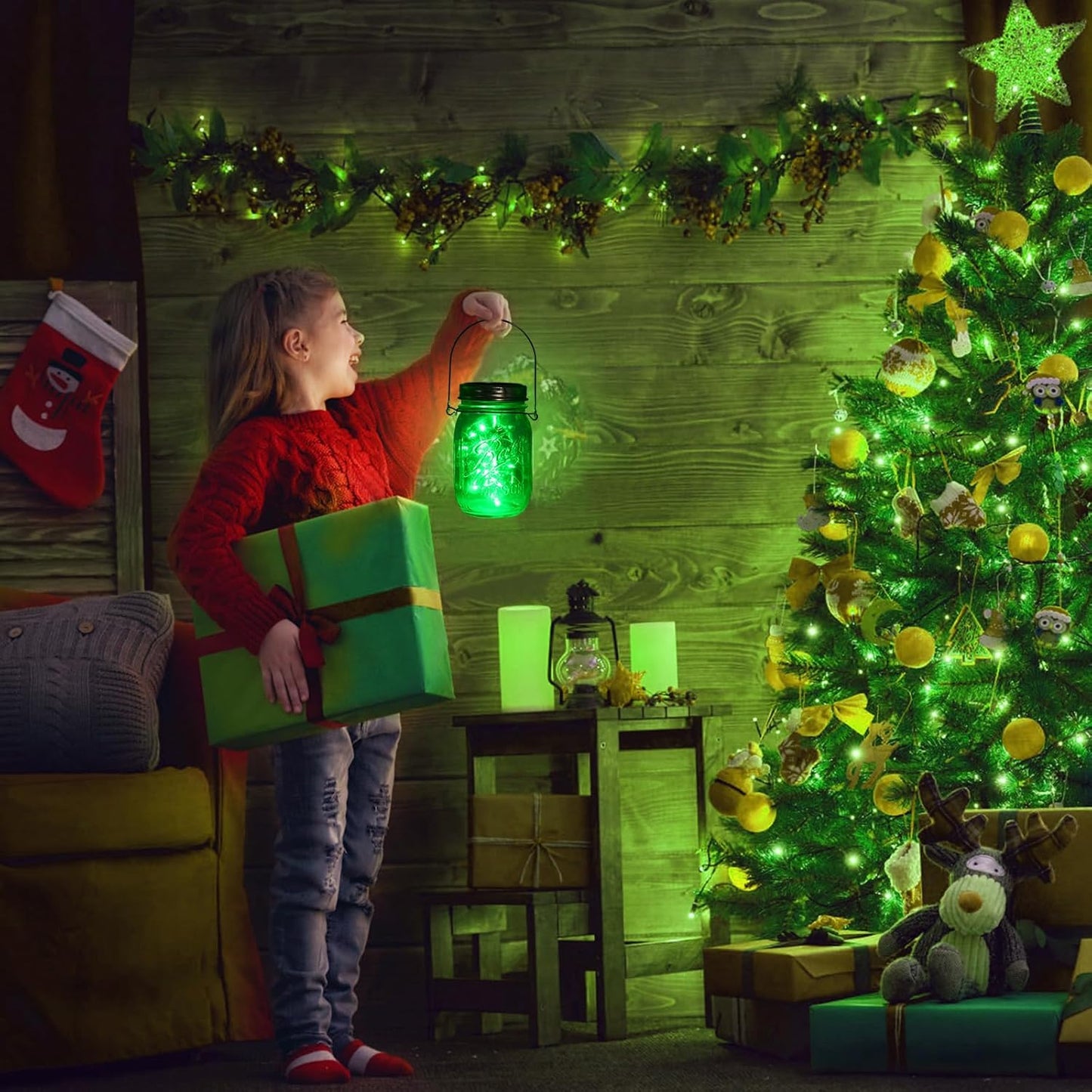 ZNYCYE Solar Mason Jar Lights, 12 Pack 30 LED Fairy Firefly Mason Jar Lids Outdoor Waterproof String Lights with Hangers(NO Jars) for Regular Mouth Jars Patio Garden Yard Wedding Decoration - Green-VerdiqueGarden