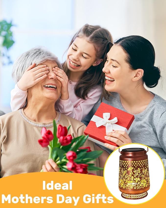 Hummingbird Solar Lanterns Outdoor Waterproof, Mothers Day Gifts Birthday Gifts for Women Mom Grandma Sister, Hanging Solar Lantern Garden Decor for Outside Yard Patio Porch Pathway Lawn Balcony-VerdiqueGarden