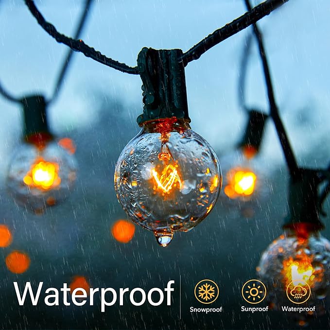 Brightown G40 Replacement Light Bulbs, 25 Pack 5W Clear Globe Bulb fits E12 C7 Candelabra Screw Base Sockets, 1.5 Inch Dimmable Light Bulbs for Indoor Outdoor Patio Decor, Warm White-VerdiqueGarden