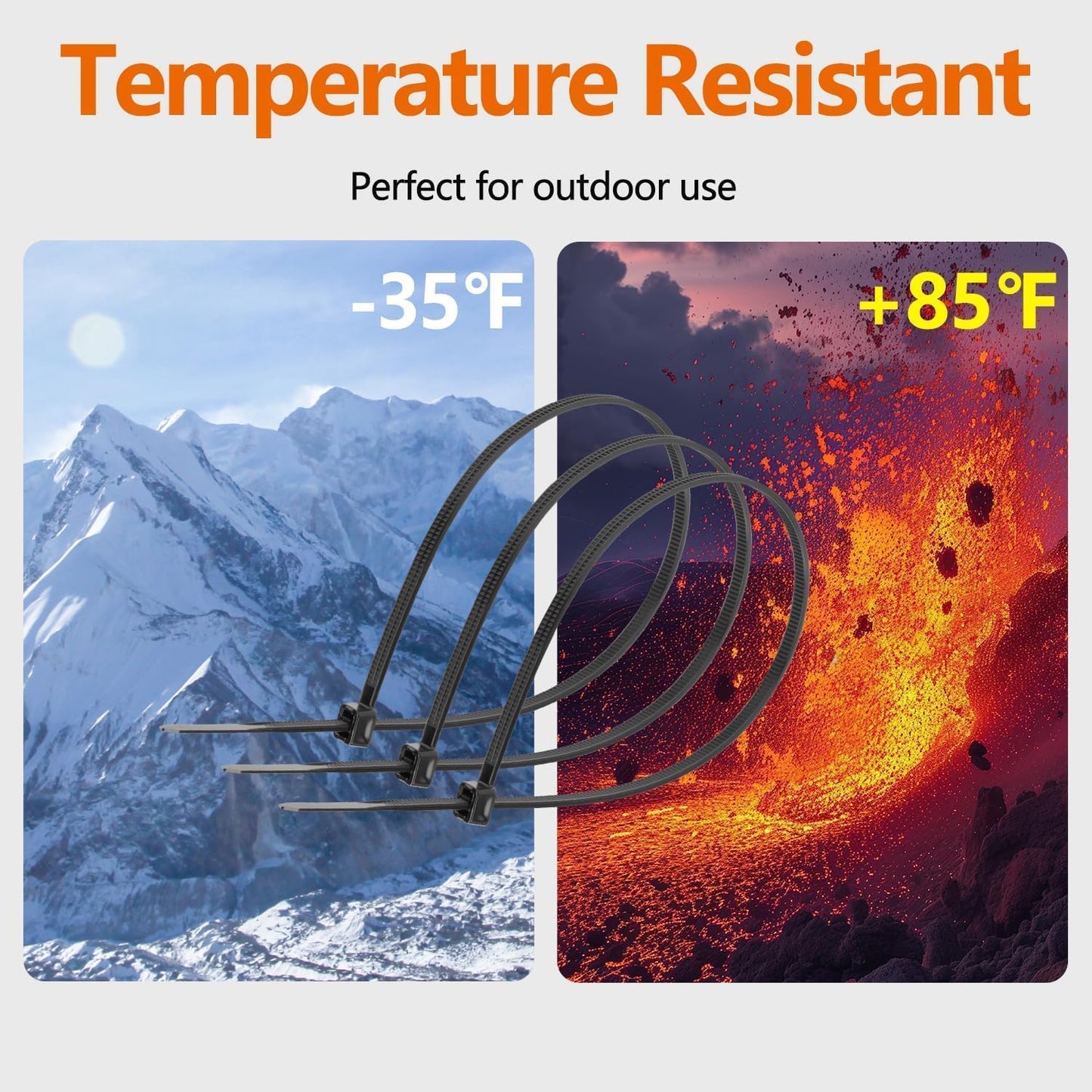 12 Inch White Zip Ties (200 Pack), 2025 New Patented Design,110 LBS Tensile Strength, Self-Locking Nylon PA66 UV Resistant Cable Ties for Indoor and Outdoor Use-VerdiqueGarden