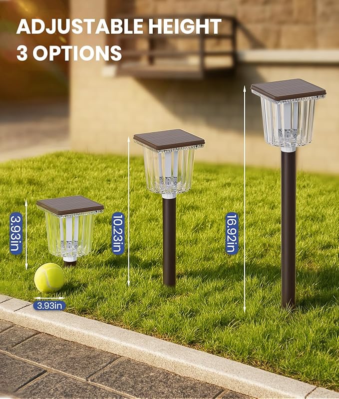 Super Bright Solar Pathway Lights Outdoor Powered,Adjustable Warm&Cool White,Waterproof IP65 Garden Decor Landscape Lighting Outside for Yard/Patio/Walkway/Driveway/Landscape (Cocoa Brown, 6 Pack)-VerdiqueGarden