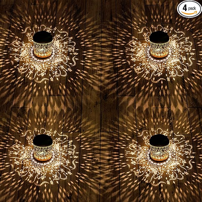 4Pack Dragonfly Solar Lanterns Outdoor Hanging Waterproof Dragonfly Garden Decor Christmas Gifts for Women Mom Grandma Metal Solar Lights Decoration Outside for Yard, Patio,Pathway Landscape-VerdiqueGarden