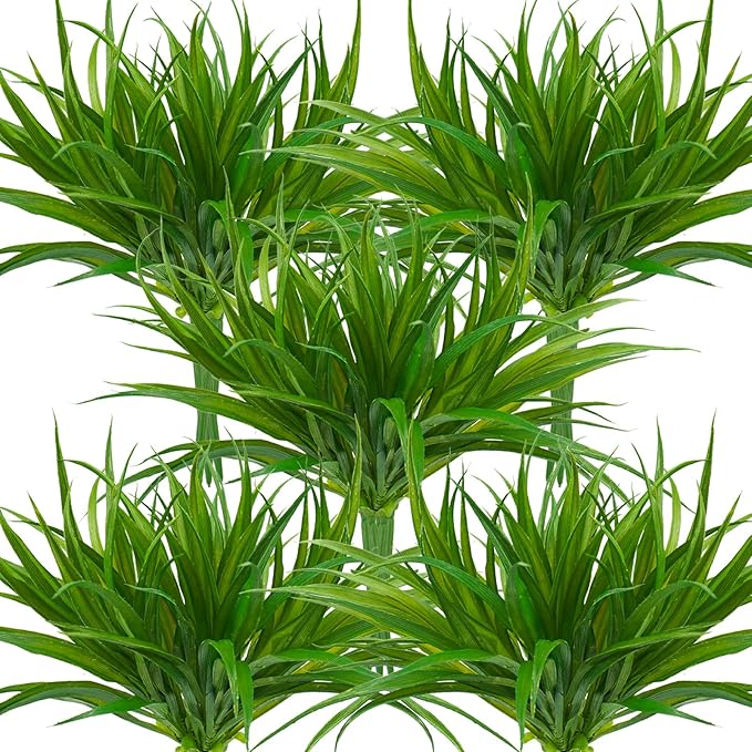 32 Pcs Artificial Grass Fake Plants 17.3in Outdoor Plants UV Resistant Faux Greenery Stems Fake Grass for Home Window Garden Office Patio Pathway Front Porch Halloween Décor Green-VerdiqueGarden