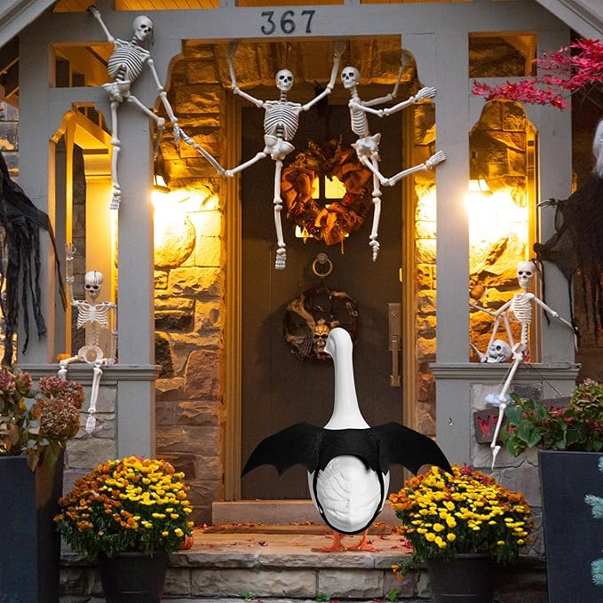 Halloween Goose Outfit Lawn Porch Goose Outfit Spider Bat Costume Plastic Goose Clothing for 23" Goose Halloween Outdoor Patio Yard Lawn Art Decoration(Bat)-VerdiqueGarden