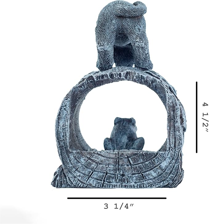 Gutter Downspout Extension - Downspout Splash Block - Downspout Diverter Garden Statue (Playful Chasing Kitty and Frog)-VerdiqueGarden