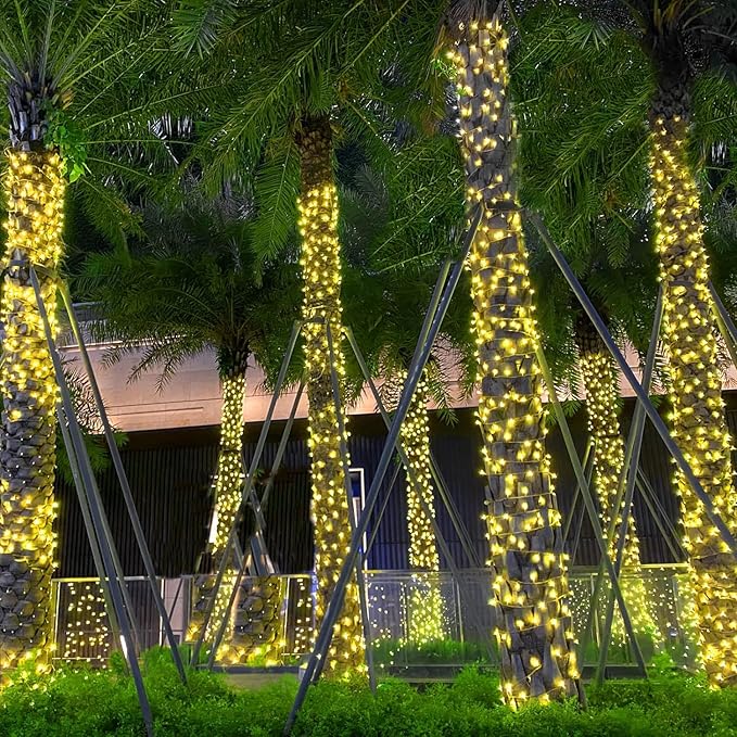 Outdoor String Lights, 1000 LED 328Ft Christmas Light with Remote, 8 Lighting Modes, Powered Plug for Wedding Party Garden Tree Yard Indoor Decorations-VerdiqueGarden