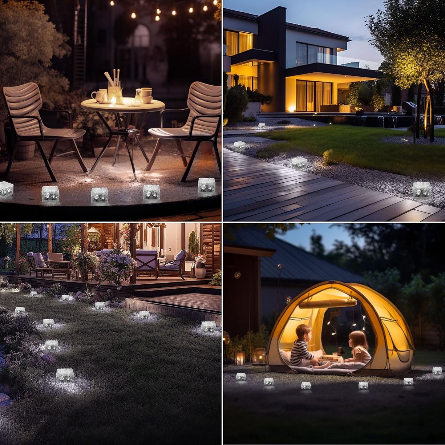 Solar Brick Lights-Outdoor Solar Lights for Yard-Solar Brick Landscape Path Light 3 Pack LED Light Brick Garden Decor for Pathway Patio Walkway Backyard Decoration-VerdiqueGarden