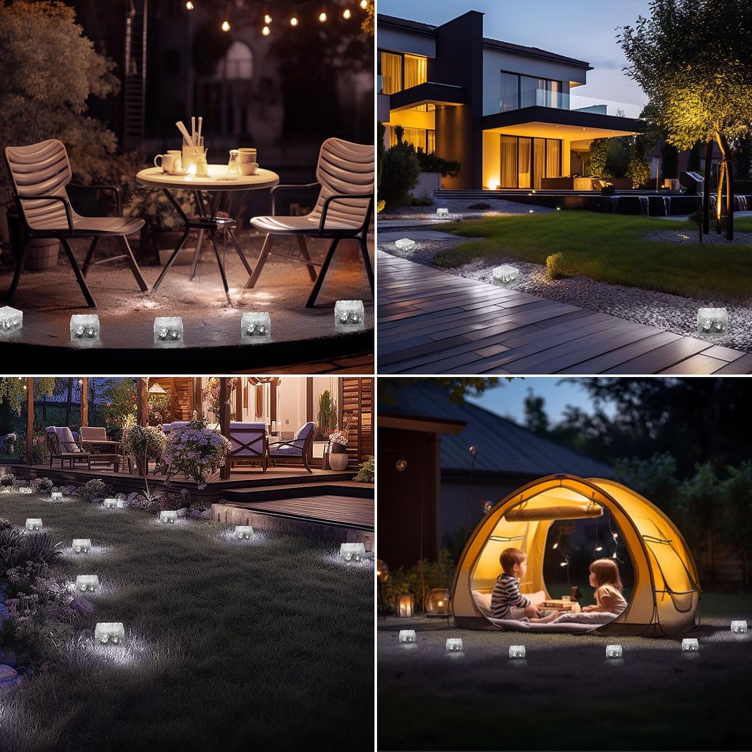 Solar Brick Lights-Outdoor Solar Lights for Yard-Solar Brick Landscape Path Light 3 Pack LED Light Brick Garden Decor for Pathway Patio Walkway Backyard Decoration-VerdiqueGarden