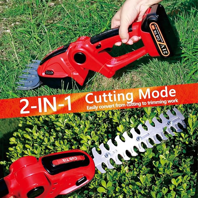 Hedge Trimmer Cordless 2 in 1 Handheld Grass Shears Mini Shrubbery Grass Cutter Electric Brush with Battery and Charger (Mordern)-VerdiqueGarden
