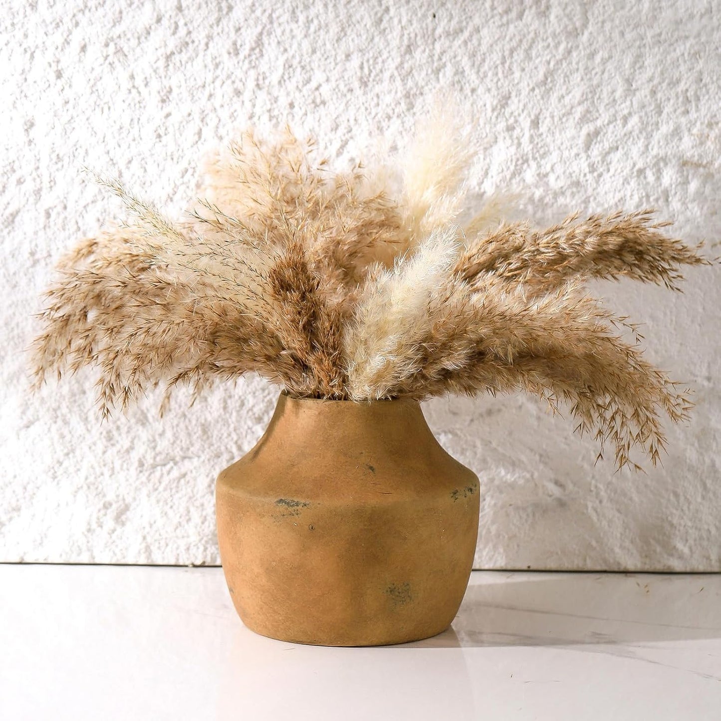 Mitt&Ditt Ceramic Flower Vase, 5.3 inch Pottery Farmhouse Rustic Vase, Handcrafted Weathered Vases, Small Flower Terracotta Vases for Home Decor, Living Room, Table, Shelf, Mantel-VerdiqueGarden