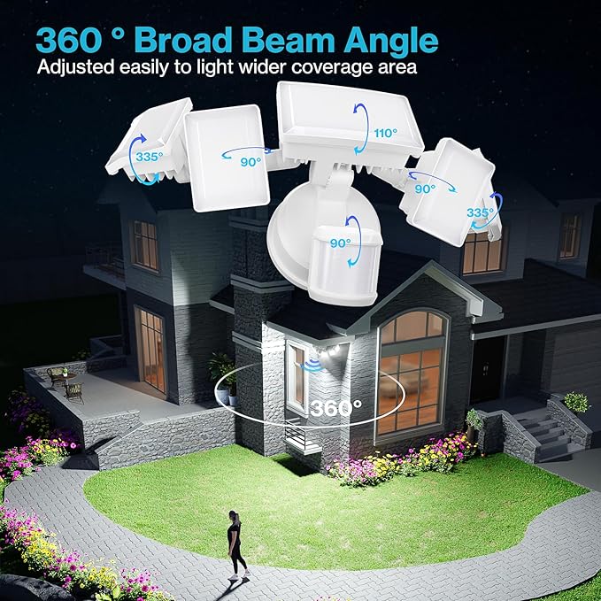 Olafus 100W Motion Sensor Outdoor Lights, 10000LM 2 Pack Motion Sensor Flood Light, Dusk to Dawn Outdoor Lighting, IP65 Waterproof Motion Detector Lights for Outside, White-VerdiqueGarden