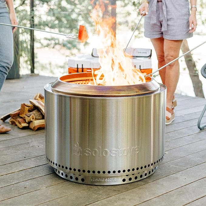 Solo Stove Yukon Essential Bundle | Portable Smokeless Fire Pit Stainless Steel for Wood Burning, Incl. Yukon Fire Pit, Lid and Stand, Diameter: 27in, Height: 19.8in, Weight: 40.35lbs-VerdiqueGarden