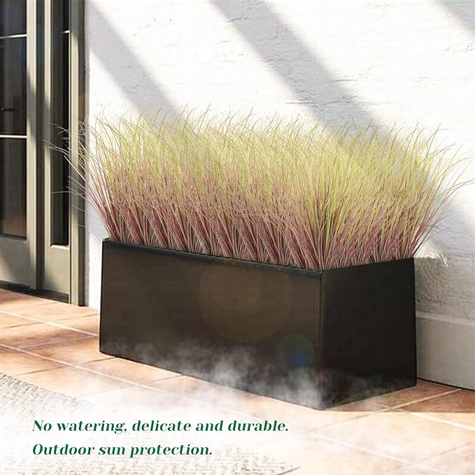 36Pcs Artificial Grass Plants, Faux Shrubs Wheat Grass, Artificial Tall Grass Fake Plants for Outdoor Decor,Artificial Greenery Stems Weed for Room Indoor Home Decor（Light Purple）-VerdiqueGarden