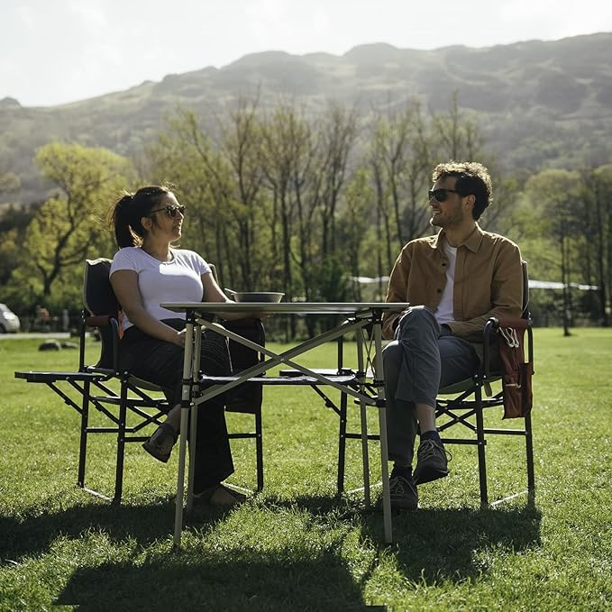 SUNNYFEEL Outdoor Folding Table | Lightweight Compact Aluminum Camping Table, Roll Up Top 4 People Portable Camp Square Tables with Carry Bag for Picnic/Cooking/Beach/Travel/BBQ-VerdiqueGarden