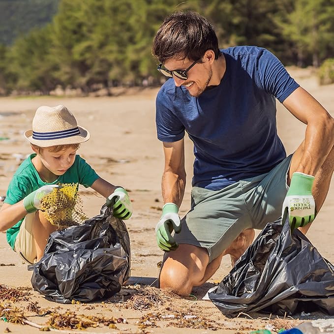 COOLJOB 3 Pairs Gardening Gloves for Women Men, 100% Recycled Polyester with Rubber Coated for Garden Patio Yard Lawn Work, Green, White & Grey, X-Large Size-VerdiqueGarden