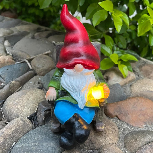 Solar Gnomes Decor Outside Mini Gnome Figurines Outdoor Solar Porch Patio Garden Miniatures Gnomes Decor Gift for Women Grandma Mother's Day Birthday-VerdiqueGarden