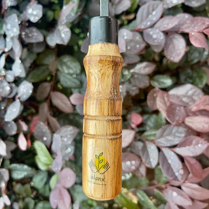 12 Inch Japanese Gardening Hand Weeding Sickle, Weeding Hoe with Long Wooden Handle-VerdiqueGarden