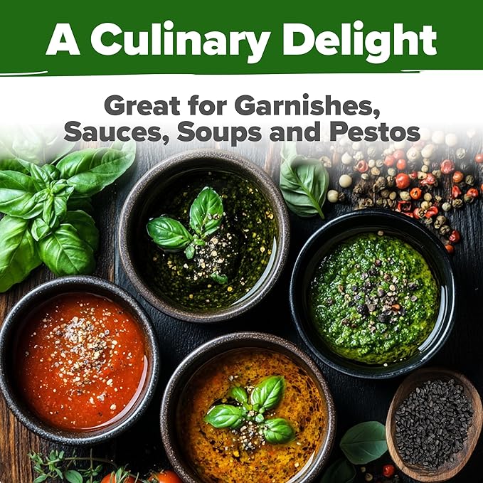 HOME GROWN 𝗨𝗦𝗔 𝗣𝗥𝗘𝗠𝗜𝗨𝗠 Genovese Basil Seeds Pack 1,750+ High Germination 𝗡𝗢𝗡-𝗚𝗠𝗢 Heirloom Seeds (Ocimum basilicum) Herb Seeds for Planting Indoor & Outdoor Gardening, for Culinary Use-VerdiqueGarden