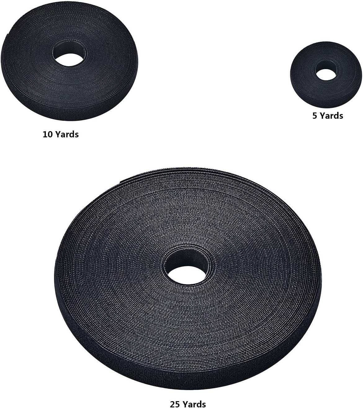 Reusable Fastening Tape Cable Ties 3/4 Inch Double Side Hook Roll (25 Yard, Black Upgraded Version)-VerdiqueGarden