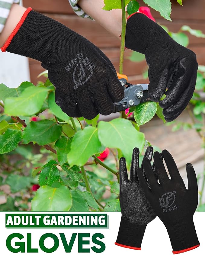Nuogo 24 Pairs Gardening Gloves for Men Women Rubber Coated Landscaping Work Gloves Safety Work Construction-VerdiqueGarden