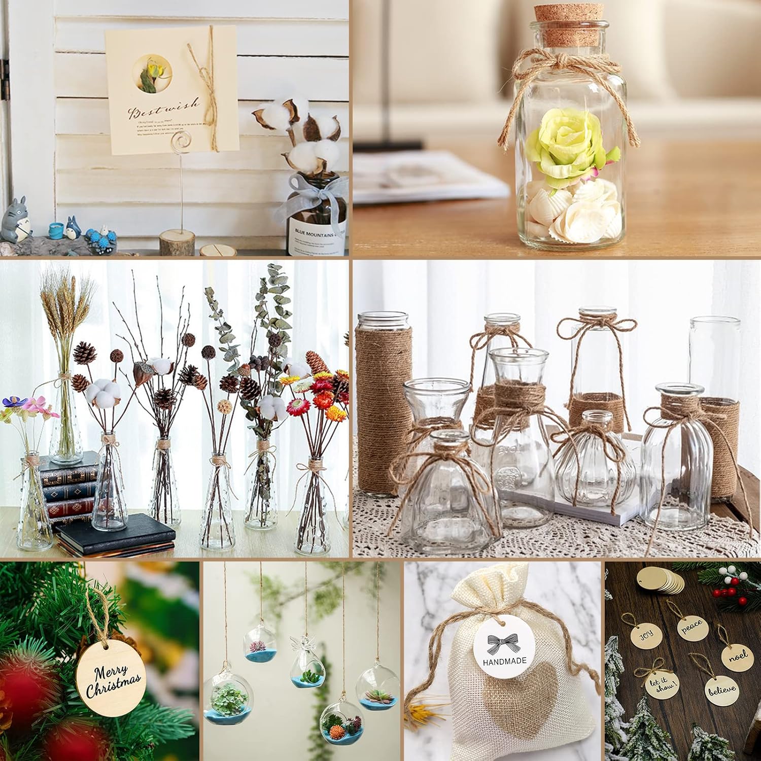 Anvin 984 Feet Cotton Twine Natural Jute Twine Packing Twines Bakers Twine Kraft Twine Wrapping Butchers Baking Arts and Crafts Gardening(Pack of 3, 10 Ply 2mm Thick)-VerdiqueGarden