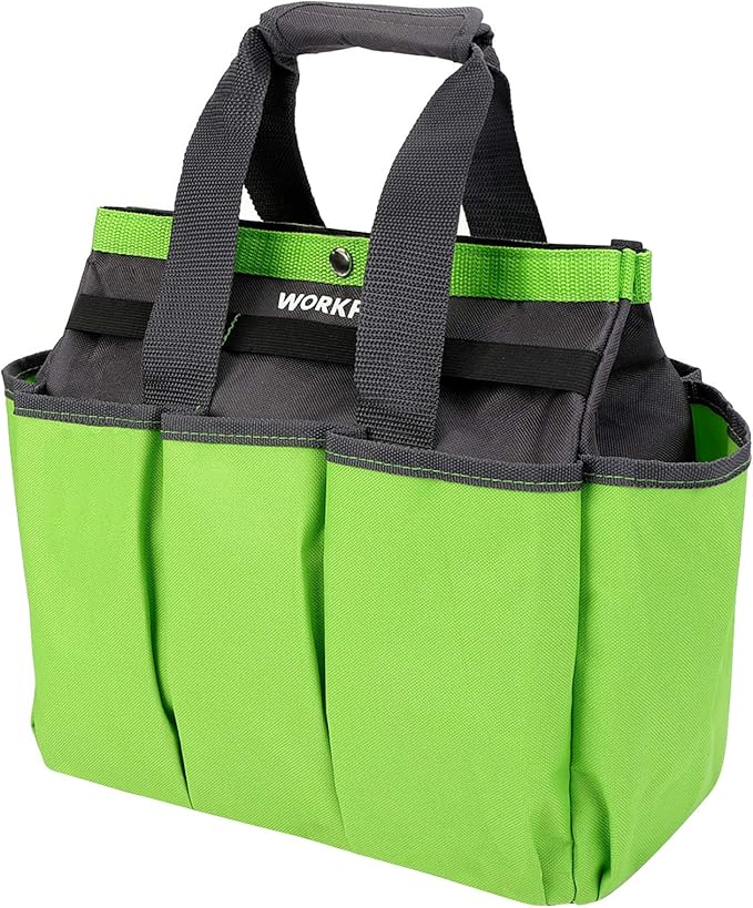 WORKPRO Garden Tool Bag, 8 Pockets Gardening Bag, Heavy Duty Oxford Garden Tote Caddy (Tools NOT Included), 12" x 12" x 6"-VerdiqueGarden