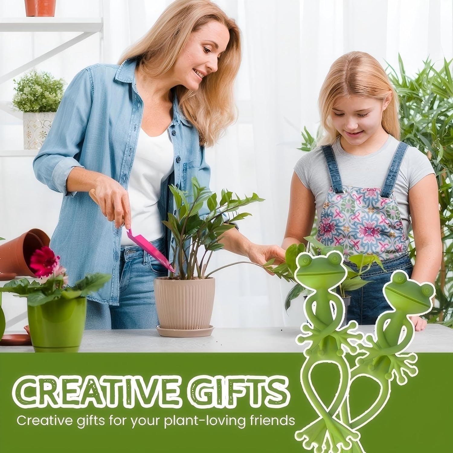 Frog Plant Stand for Potted Plants & Vines - Sturdy Gardening Clips with Cute Frog Design, Indoor/Outdoor Plant Stand Accessories - Multipurpose Garden Decor Clips for Flower Pots (2pc)-VerdiqueGarden